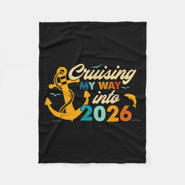 Retro Happy New Year 2026 Nye Disco Cute Bow Hipe  Fleecedecke (Vorderseite)