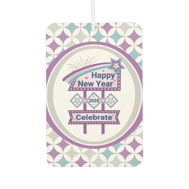 Retro Happy New Year Sign - Celebrate Marquee Autolufterfrischer (Vorderseite)