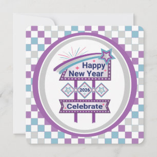 Retro Happy New Year Sign - Celebrate Marquee Einladung