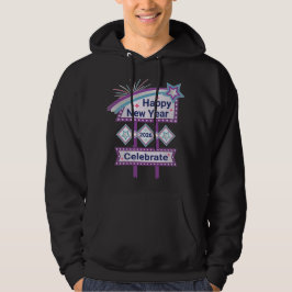 Retro Happy New Year Sign - Celebrate Marquee Hoodie