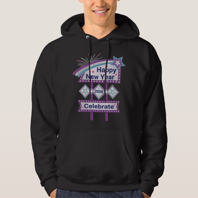 Retro Happy New Year Sign - Celebrate Marquee Hoodie (Vorderseite)
