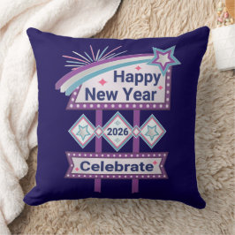 Retro Happy New Year Sign - Celebrate Marquee Kissen