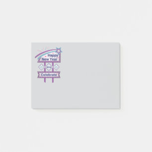 Retro Happy New Year Sign - Celebrate Marquee Post-it Klebezettel