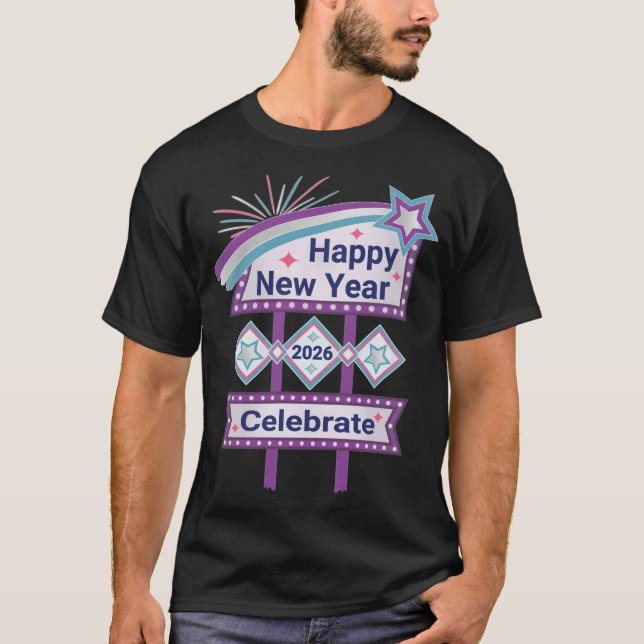 Retro Happy New Year Sign - Celebrate Marquee T-Shirt (Vorderseite)