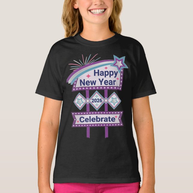 Retro Happy New Year Sign - Celebrate Marquee T-Shirt (Vorderseite)