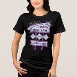 Retro Happy New Year Sign - Celebrate Marquee Tri-Blend Shirt
