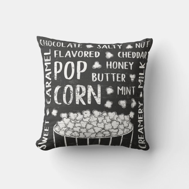 Retro Happy Popcorn Party Throw Kissen (Vorderseite)
