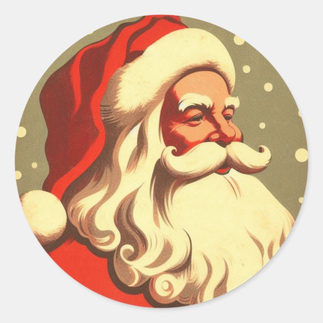 Retro Happy Santa Vintag Runder Aufkleber (Vorderseite)