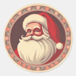 Retro Happy Santa Vintag Runder Aufkleber