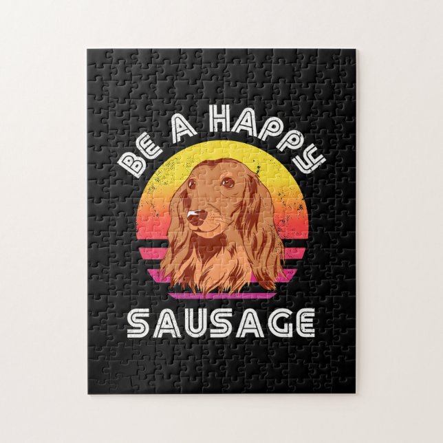 Retro Happy Sausage Dog Puzzle (Vertikal)