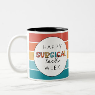 Retro Happy Surgical Tech Week Zweifarbige Tasse