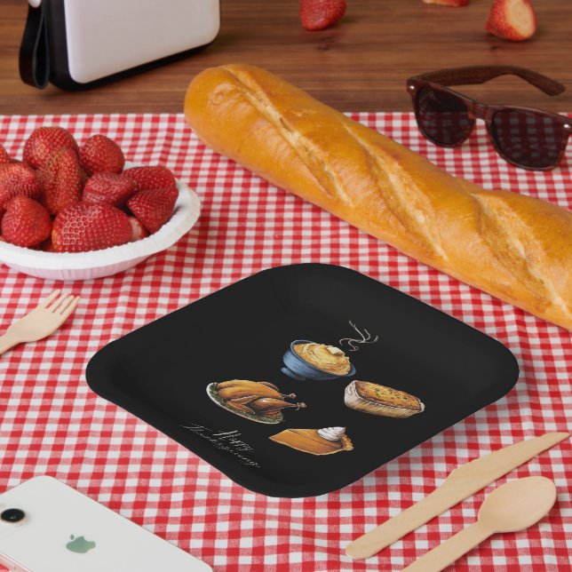 Retro Happy Thanksgiving Fall Pumpkin Pie Pappteller (Picknick)