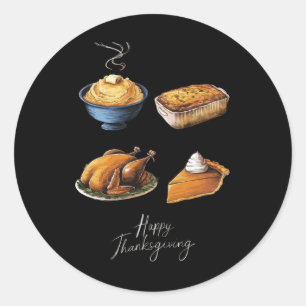 Retro Happy Thanksgiving Fall Pumpkin Pie Runder Aufkleber