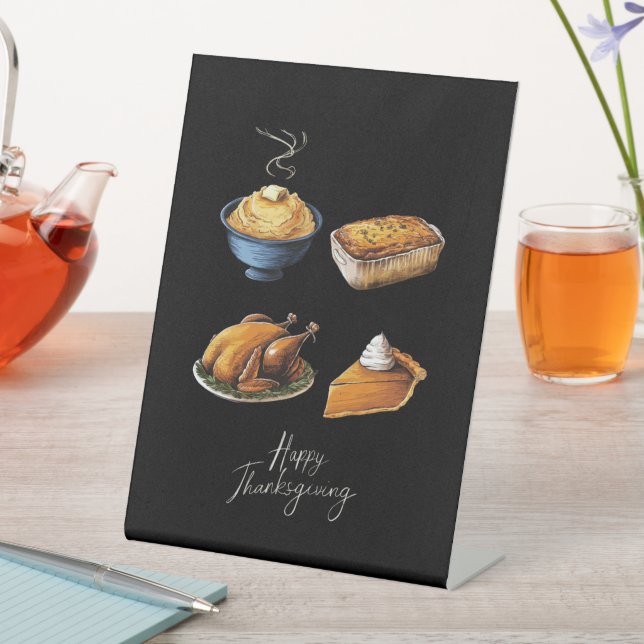 Retro Happy Thanksgiving Fall Pumpkin Pie Sockelschild (In Situ)