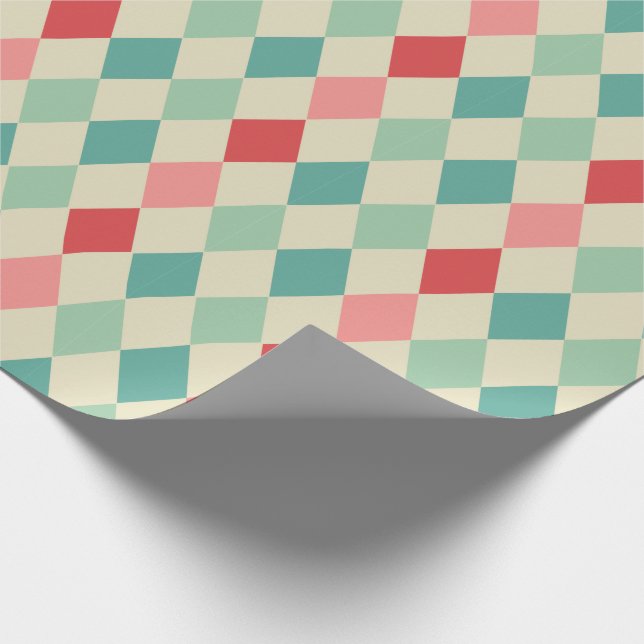 Retro-Harlekin-Geometermuster Geschenkpapier (Ecke)