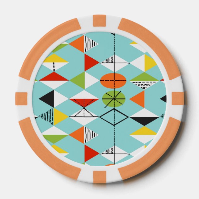 Retro-Harlekin-Muster-Pokerchips Pokerchips (Vorderseite)