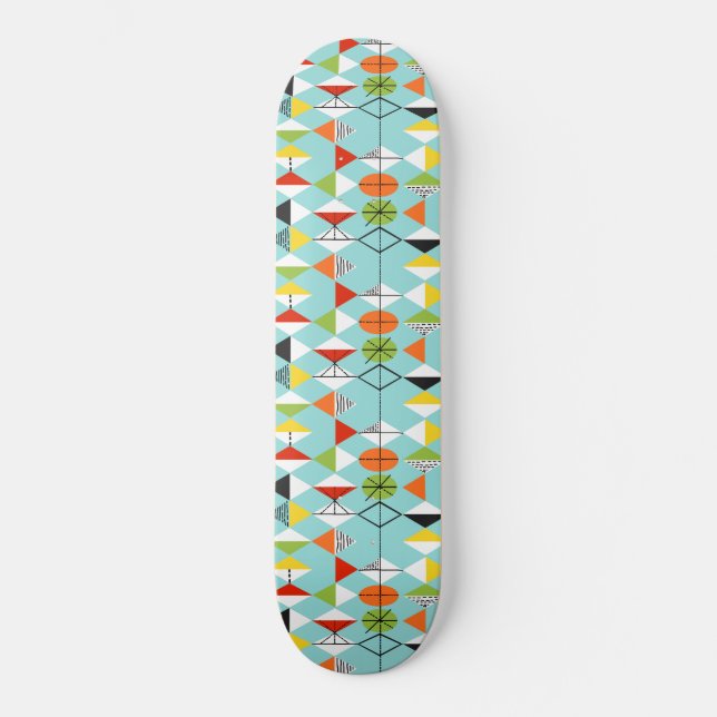 Retro Harlekin-Muster-Skateboard Skateboard (Vorderseite)