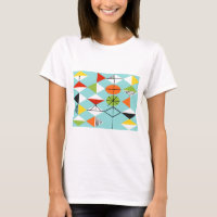 Retro Harlekin-Muster-T - Shirt