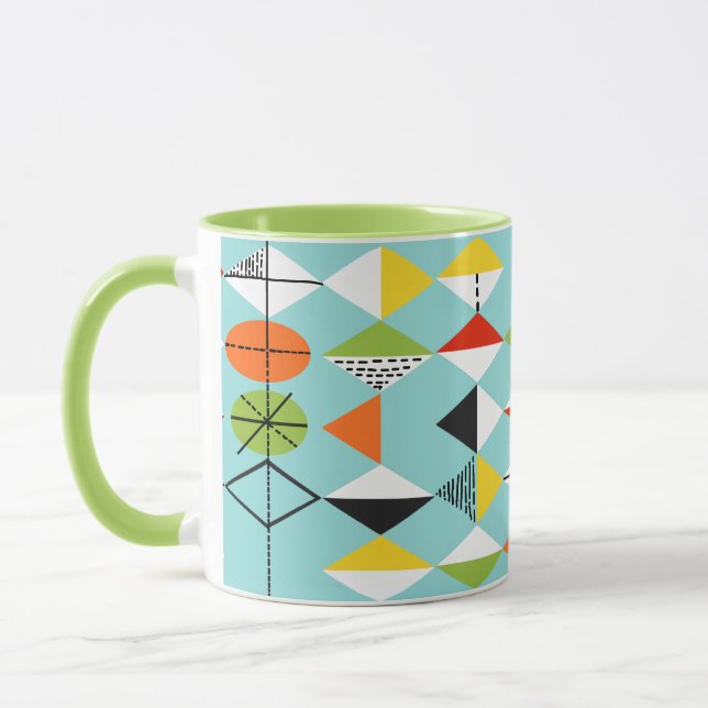 Retro Harlekin-Muster-Wecker-Tasse Tasse (Links)