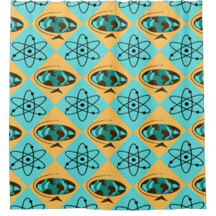 Retro Harlequin Globe Trotter Duschvorhang