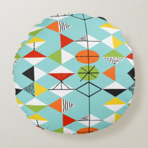 Retro Harlequin Muster Rundpilz Rundes Kissen