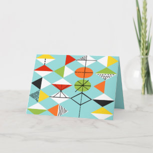 Retro Harlequin Pattern Grußkarte Karte