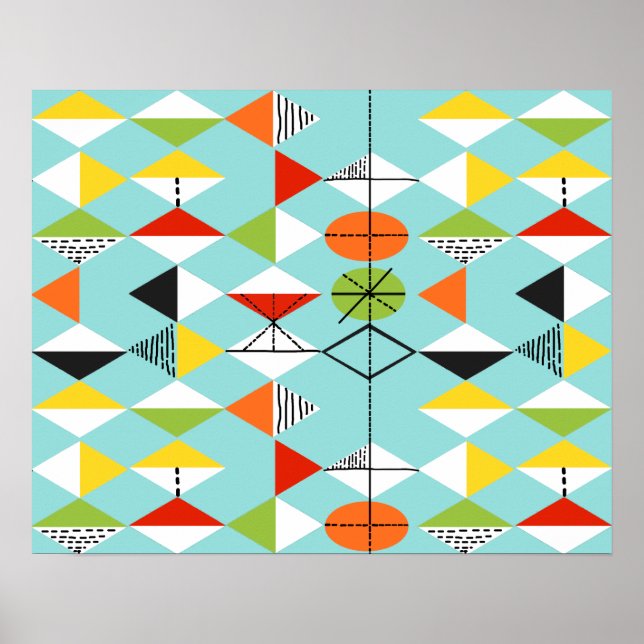 Retro Harlequin Pattern Poster (Vorne)