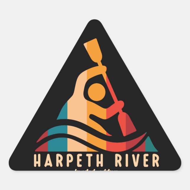Retro Harpeth River Kayaking Dreieckiger Aufkleber (Vorderseite)