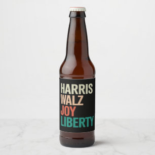 Retro Harris Waltz 2024 Harris Walz Joy Liberty Bierflaschenetikett