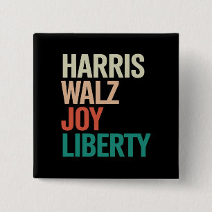 Retro Harris Waltz 2024 Harris Walz Joy Liberty Button