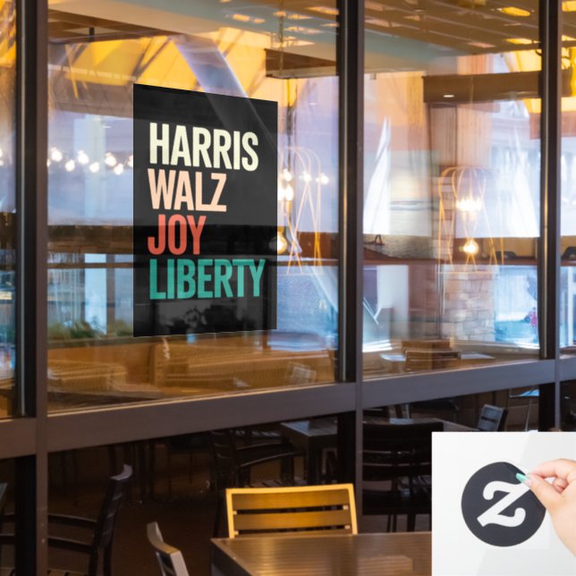 Retro Harris Waltz 2024 Harris Walz Joy Liberty Fensteraufkleber (Restaurantfenster)