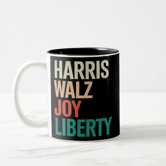 Retro Harris Waltz 2024 Harris Walz Joy Liberty Zweifarbige Tasse (Links)
