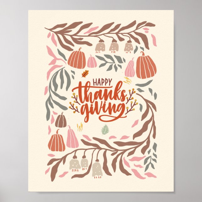 Retro Harvest Happy Thanksgiving Poster (Vorne)