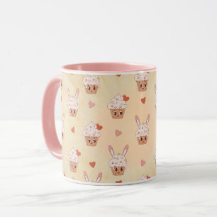 Retro-Hasen-Cupcakes-Muster Tasse