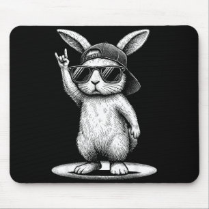 Retro-Hasen-Rock-Musik-Häschen-Männer-Kinder-Fraue Mousepad