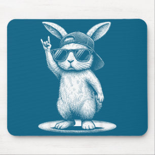 Retro-Hasen-Rock-Musik-Hase Männer Kinder Frauen Mousepad