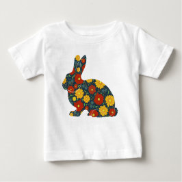 Retro-Hasen und Blume Baby T-shirt