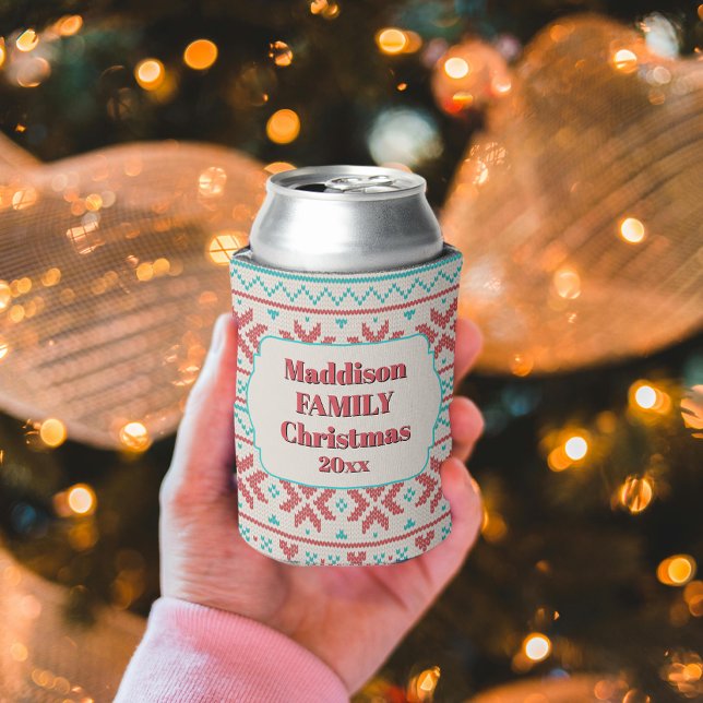 Retro hässlicher Weihnachtspullover Schneeflocken  Dosenkühler (Von Creator hochgeladen)