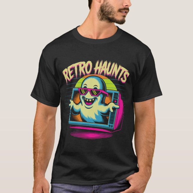 Retro Haunts 80er Ghost Shirt | Funny Vaporwave Ha (Vorderseite)
