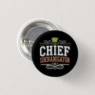 Retro Häuptling Shenanigator Glücklicher Leprechau Button