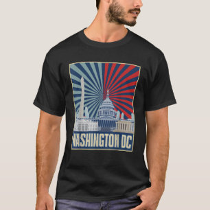 Retro Hauptstadt Hill Washington DC American Flag  T-Shirt