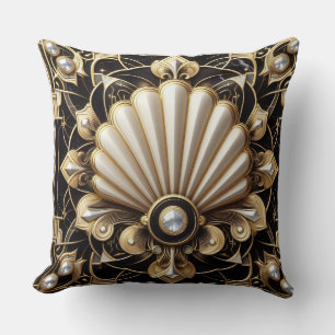 Retro-Hausakzente Schwarz-goldener Art Deco Kissen