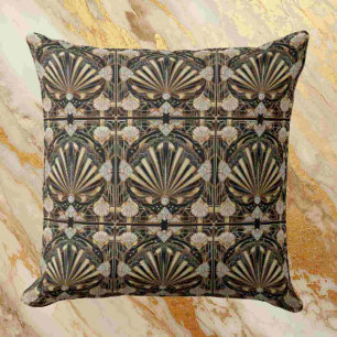 Retro-Hausakzente Schwarz-goldener Art Deco Kissen