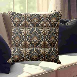 Retro-Hausakzente Schwarz-goldener Art Deco Kissen