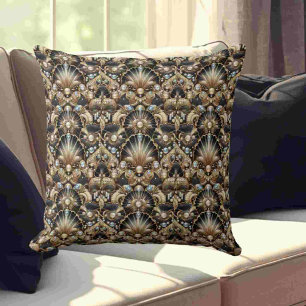 Retro-Hausakzente Schwarz-goldener Art Deco Kissen