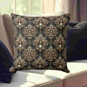 Retro-Hausakzente Schwarz-goldener Art Deco Kissen