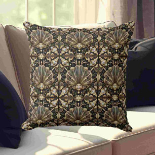 Retro-Hausakzente Schwarz-goldener Art Deco Kissen