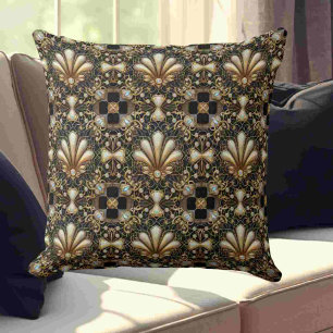 Retro-Hausakzente Schwarz-goldener Art Deco Kissen