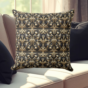 Retro-Hausakzente Schwarz-goldener Art Deco Kissen