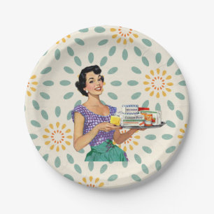 Retro Hausfrau 1950 Teller